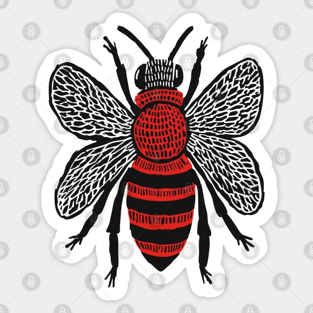 Bee Linocut Art - Nature-Inspired Gift Sticker by TuncGK